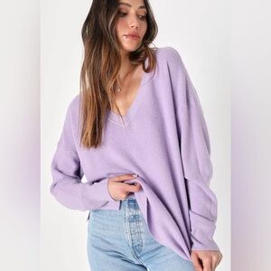 Lulus “Easygoing Style” Lavender Waffle Knit Pullover Sweater 💜 Size XS